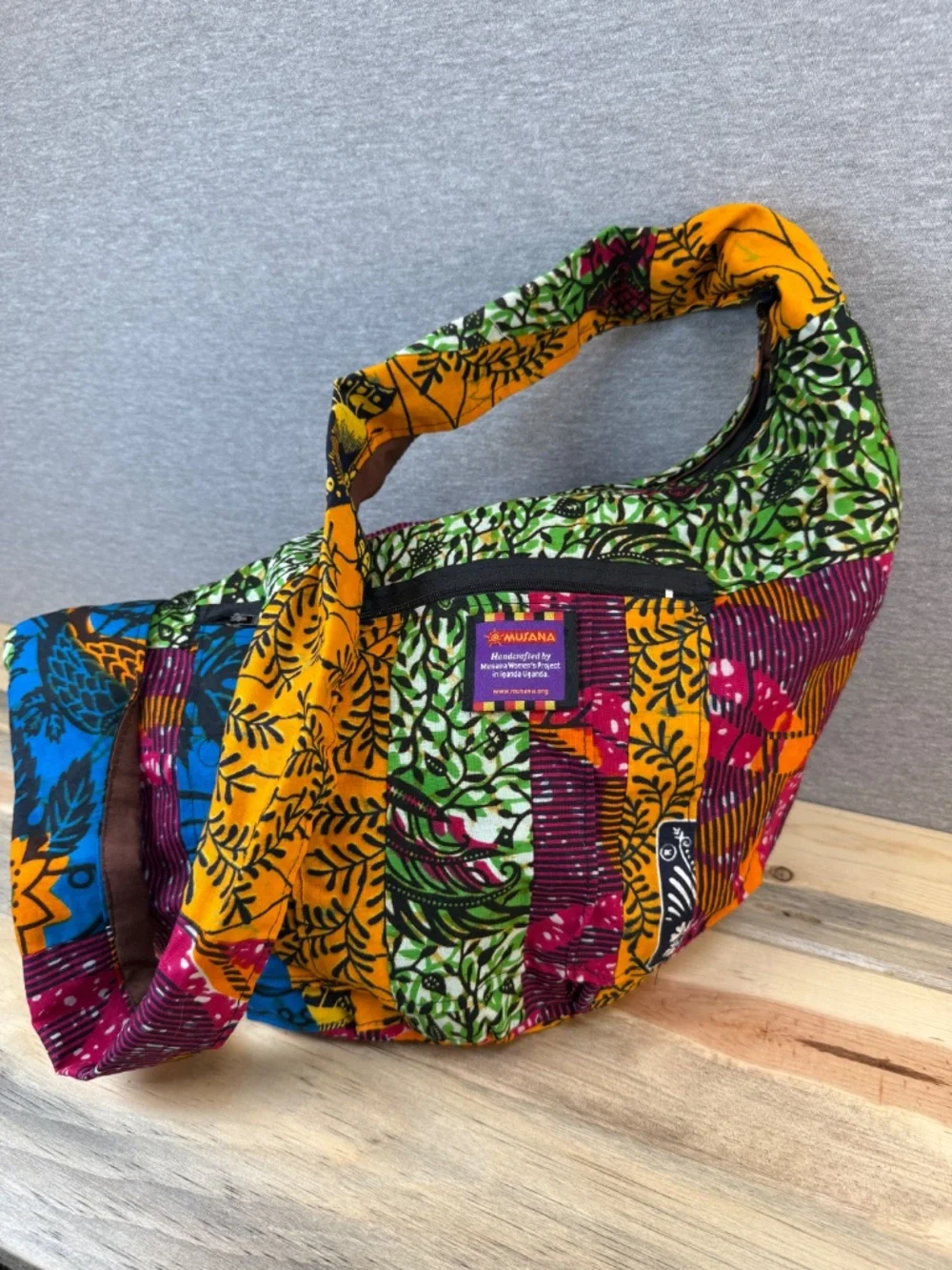 NEW Musana Women's Project Multi Colored Multi Patterned Cotton Hobo Bag Uganda